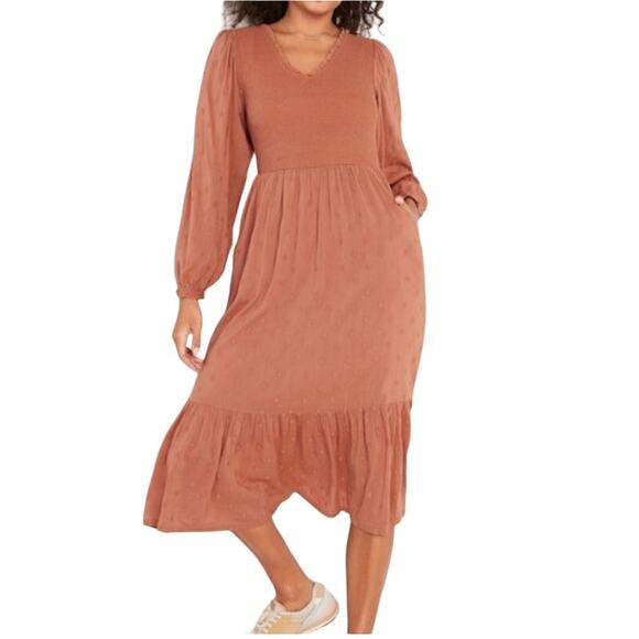 NWT Old Navy Smoked Midi Dress Women's Plus Size 3X Fit & Flare Clip Dot Design - Picture 6 of 16